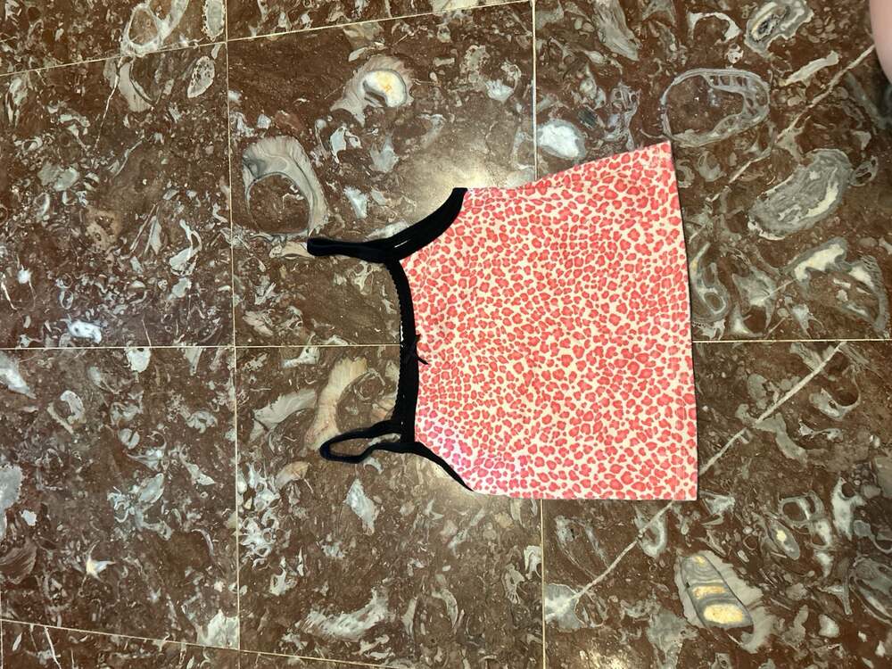 John Galt Pink Leopard Print Camisole Tank Top with Black Trim One Size
